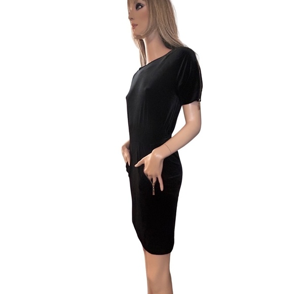 VERO MODA Katie Dress Plush Velvet Sheath Short Sleeve Zipper Pockets - Picture 5 of 16